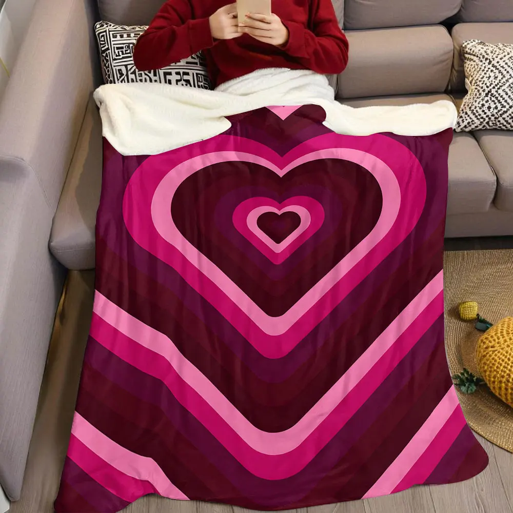 pink retro heart tunnel Flannel Blanket Warm Soft Halloween Christmas Decorative Couch Warm Cozy All-Season Gift