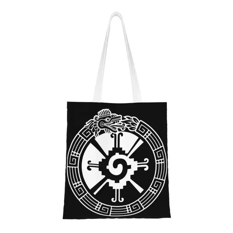 Quetzalcoatl Ouroboros Hunab Ku Ometeotl Aztec Serpent Groceries Tote Shopping Bags Women Cute Canvas Shoulder Shopper Handbags