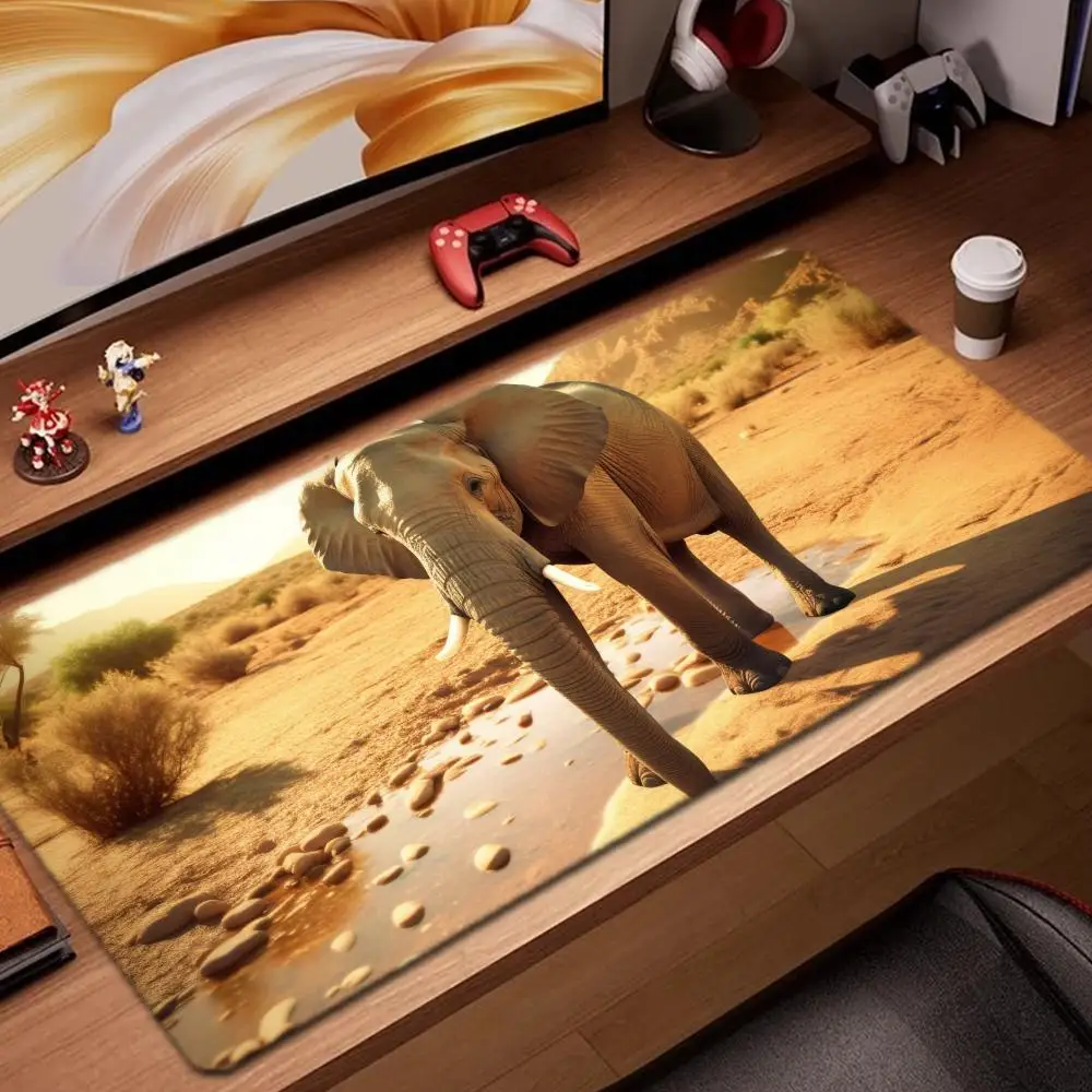 

african bush elephant Mouse Pad Game Accessories keyboard pad XXL large locking edge 900X400 mm table mat Gaming mousepad