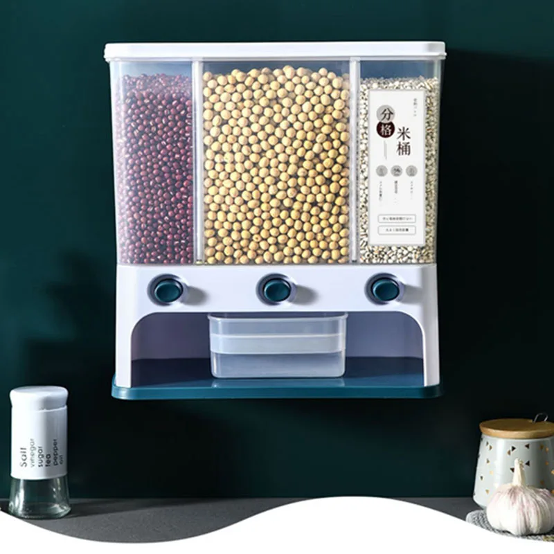 

Transparent Sealed Storage Box Grains Food Storage Tank Wall-Mounted Moisture-Proof Rice Barrels Bean Dispenser