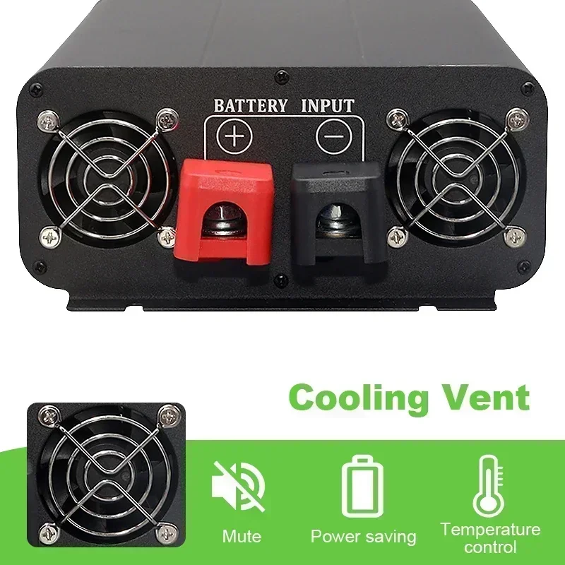อินเวอร์เตอร์คลื่นไซน์บริสุทธิ์ 4000W 5000W 7000W แปลงไฟ DC 12V เป็น AC 110V/220V ความถี่ 50HZ สำหรับรถยนต์พลังงานแสงอาทิตย์