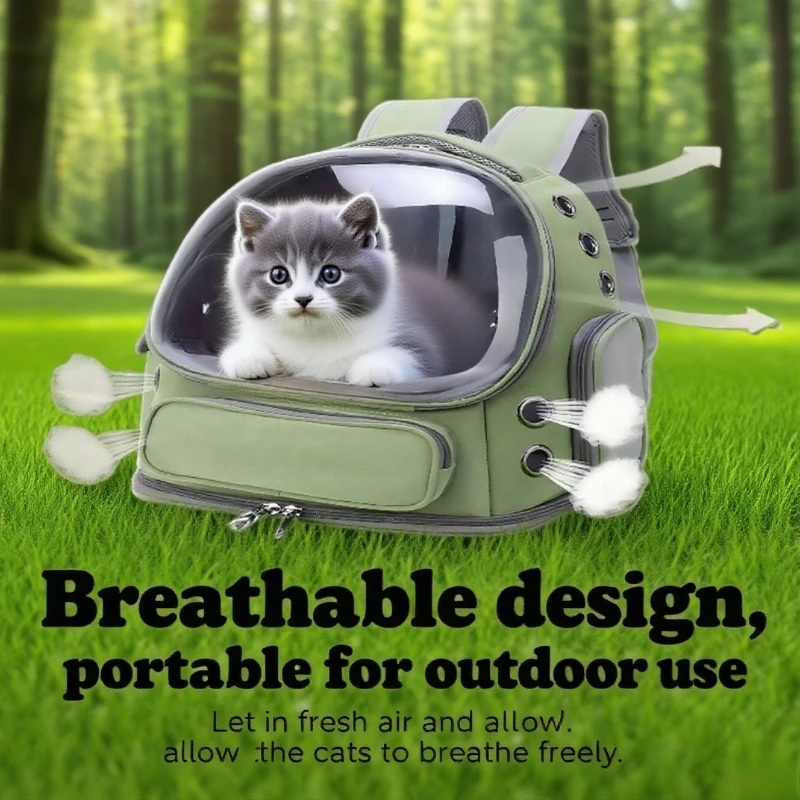Mochila transportadora transparente para mascotas, accesorios ideales para gatos, bolso de hombro para mascotas al aire libre, suministros transpirables para mascotas con amplia ventilación