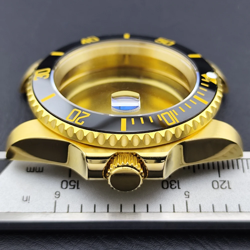 40.5MM Sapphire Glass GMT Bidirectional Rotating Bezel Less Case Fits for N H34/35/36 Movement Fits for 20MM Strap Accessories