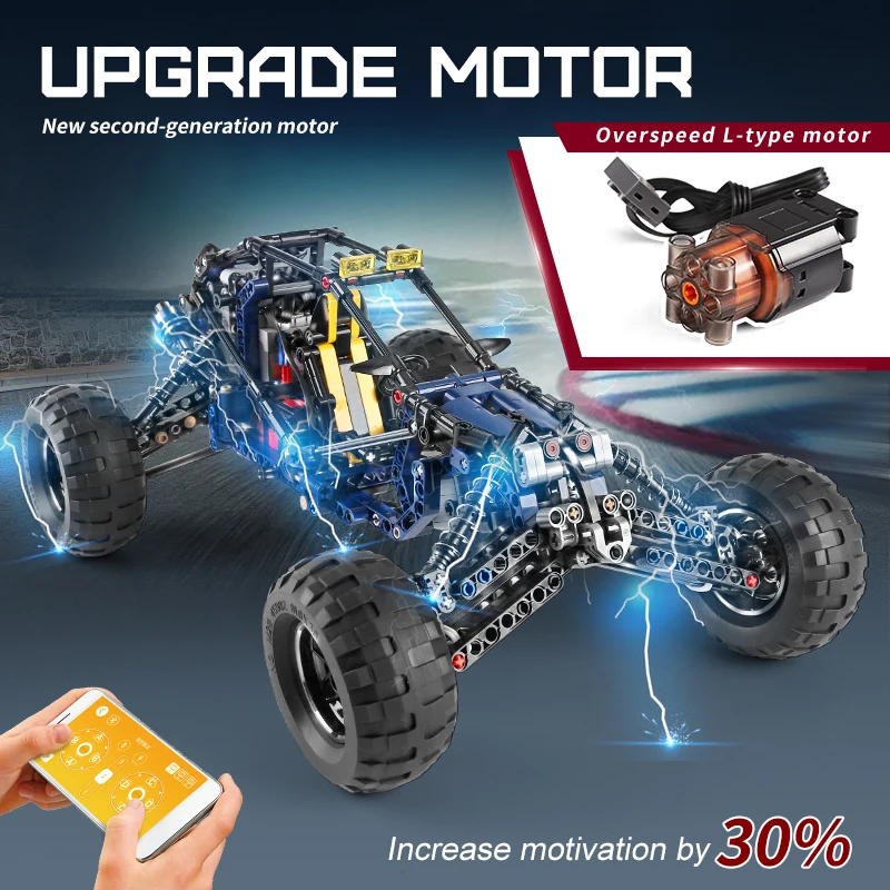 Schimmel König 18018 technische Autos pielzeug die MOC-3028 App & RC motorisierte blaue Blitz Buggy Modell Bausteine Ziegel Kinder Geschenke