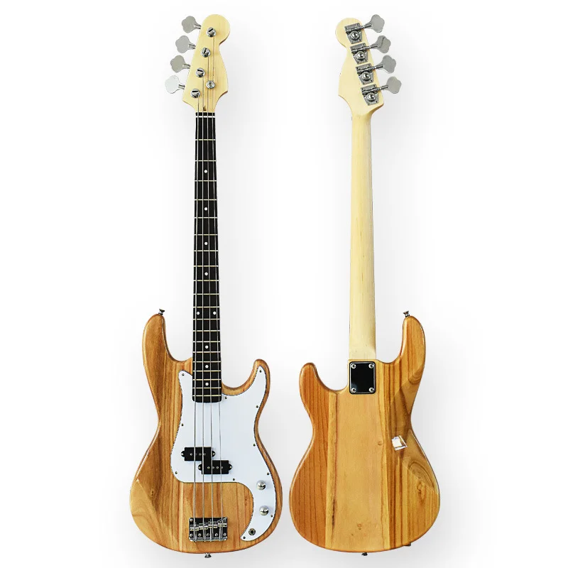 HUASHENG Trendy 4 Strings Guitar Bass OEM ODM Wood Grain Basswood Electric Bass Guitar for Beginner Professional Kid Adult