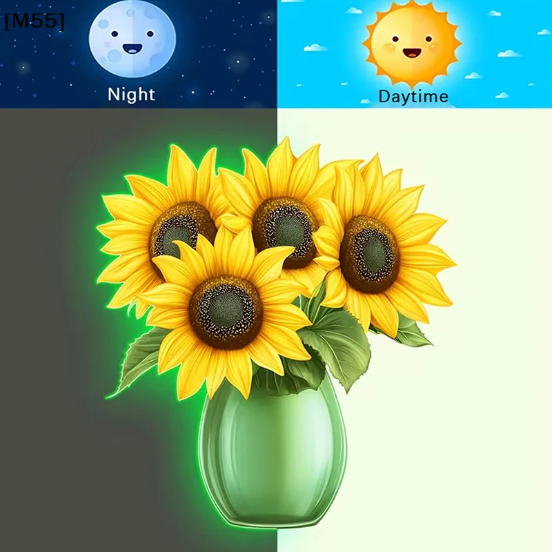 Glow-in-the-Dark Flowers Switch Sticker Tulip Lily Sunflower Wall Sticker Self-Adhesive PVC Switch Outlet Decor Easy Peel[M55] view 4