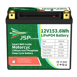 JSP20L-BS 12.8V 153.6Wh CCA 680A BMS rozruch motocykla akumulator 12.8V skuter fosforan litowo-żelazowy akumulatory LiFePO4 YTX20L-BS