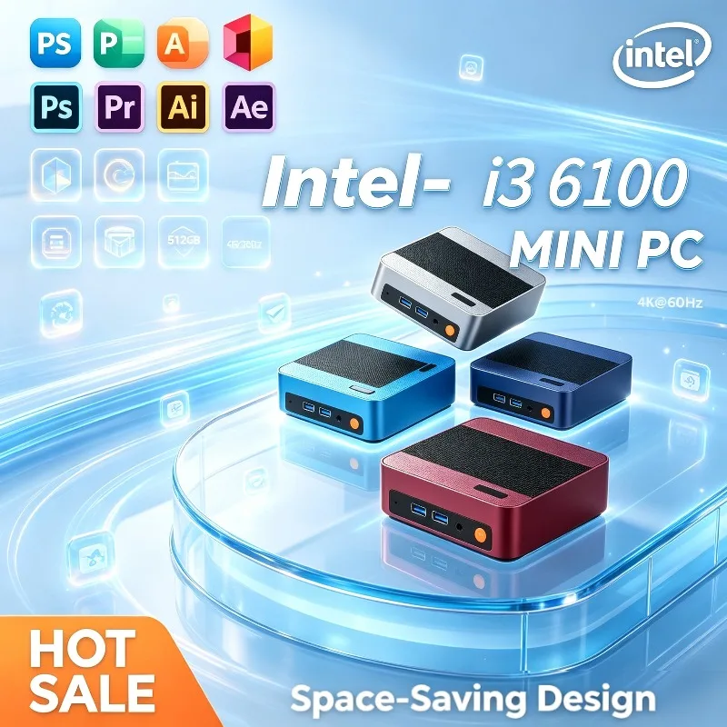 Core i3-6100 Gaming Mini PC, 16GB DDR4, 1TB/2TB SSD, WiFi6, Bluetooth 5.2, HD Output, Small Desktop for Home Office and Gaming
