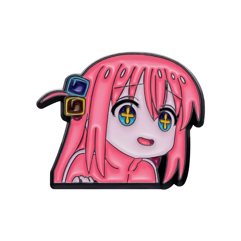 Cartoon Anime Pink Haired Character Enamel Pins Q-version avatar personalized trendy decorative accessory brooch