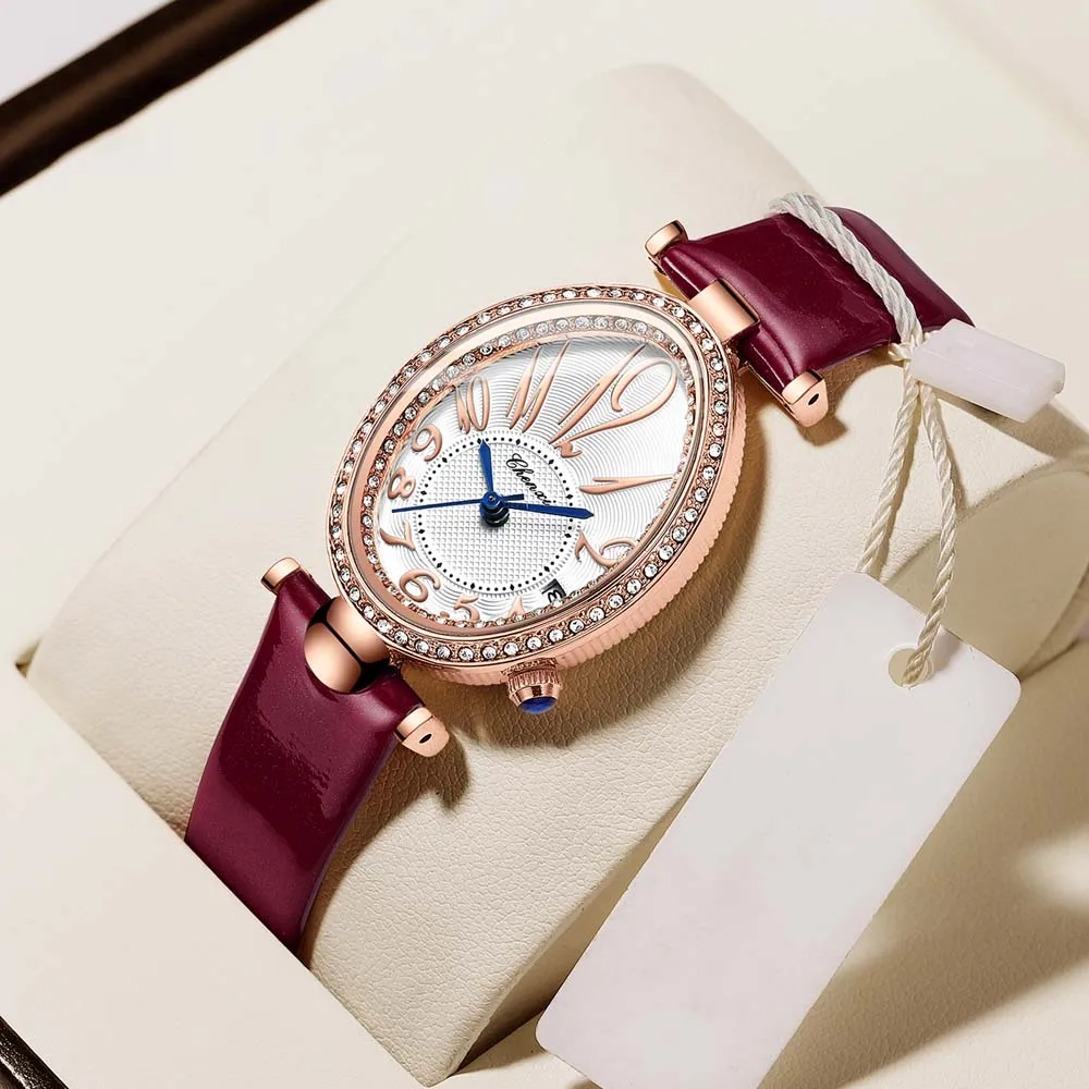 CHENXI Orologio al quarzo da donna alla moda Orologio da polso ovale con diamanti Orologio da polso da donna Regali Relogio Feminino