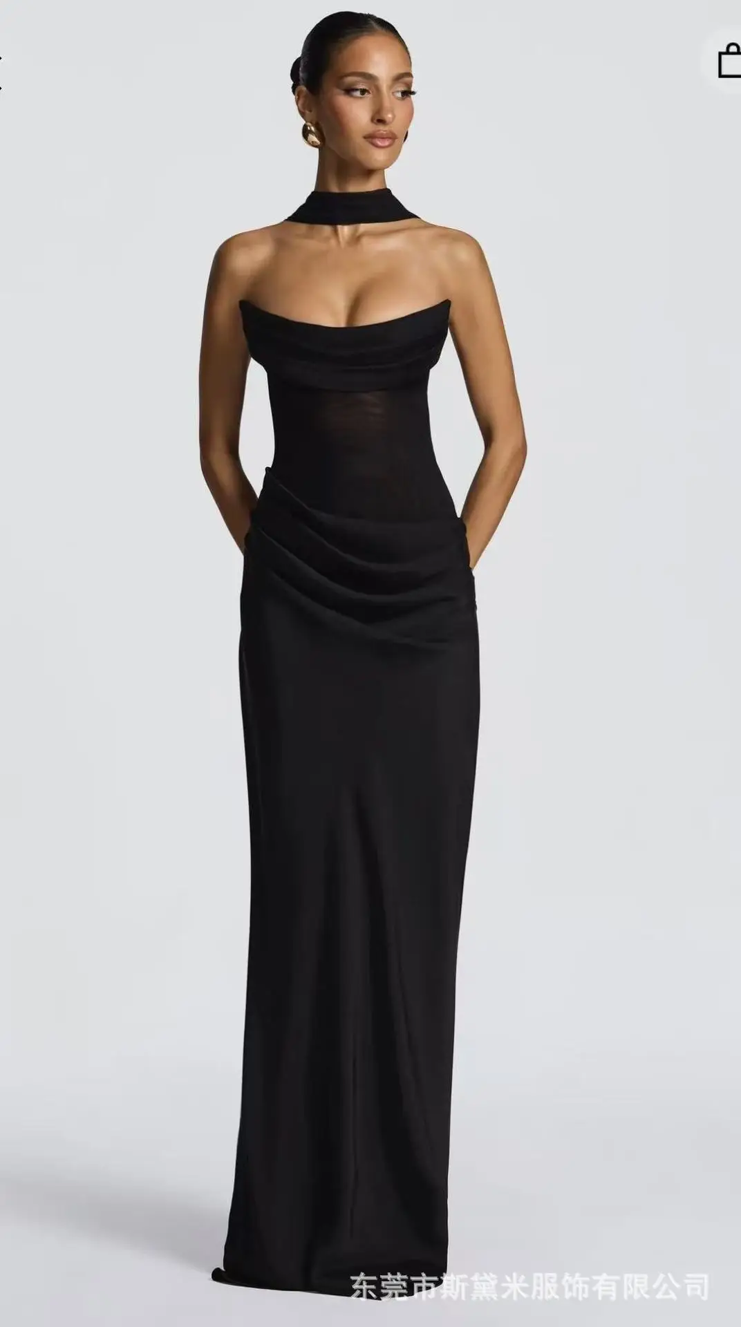 Off-shoulder backless sexy maxi-jurk damesjurk elegante sjaalkraag strapless mouwloze bodycon club feestjurken