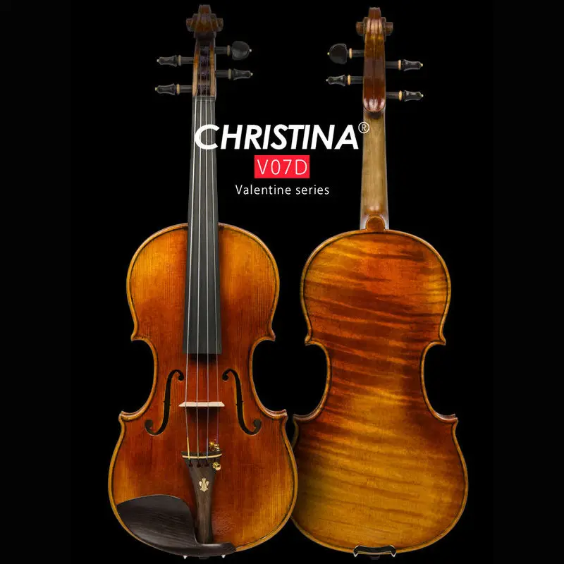 brand new CHRISTINA V07D handmade Violin  4/4 3/4 1/2 size Stradivarius 1716 European Spruce Top Flame Maple Back Ebony Fittings