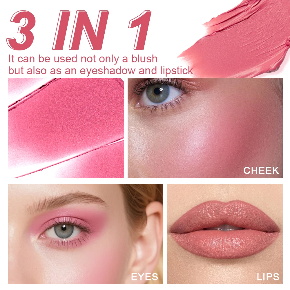 USHAS 3in1 カラー コンタリング ブラッシュ スティック チーク コンタリング ナチュラルメイク 防水 長持ち リップスティック