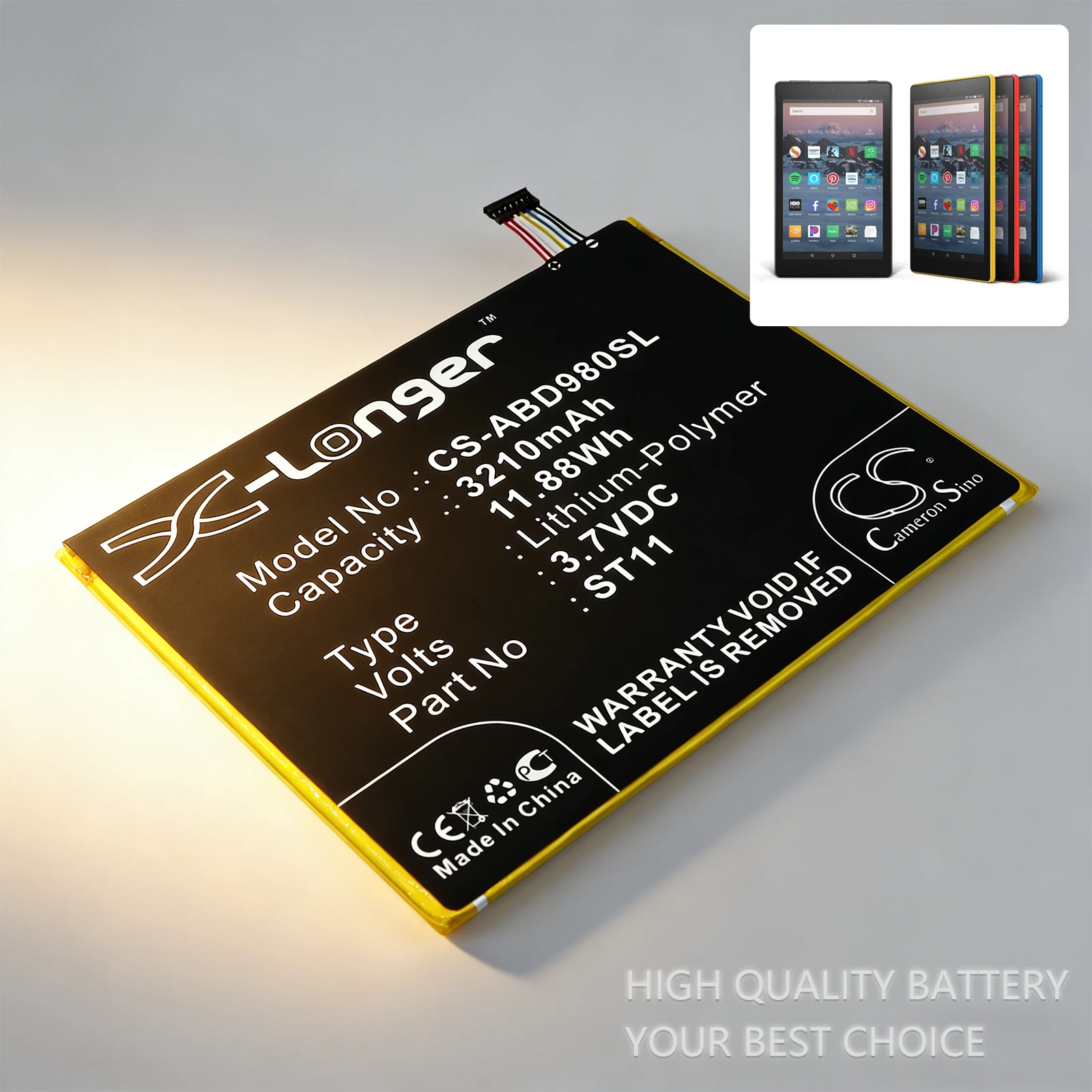 

Cameron Sino 3210mAh/ 11.88Wh Tablet Battery For Amazon Kindle Fire HD 8 5th Kindle HD 8 SG98EG+Toolkit-- Li-Polymer--3.70V