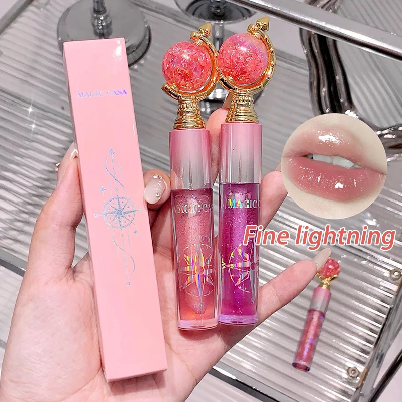 Globe Water Light Lip Gloss Long Lasting Moisturizing Mirror Shimmer Jelly Peach Apricot Reduce Lip Lines Liquid Lipstick Makeup