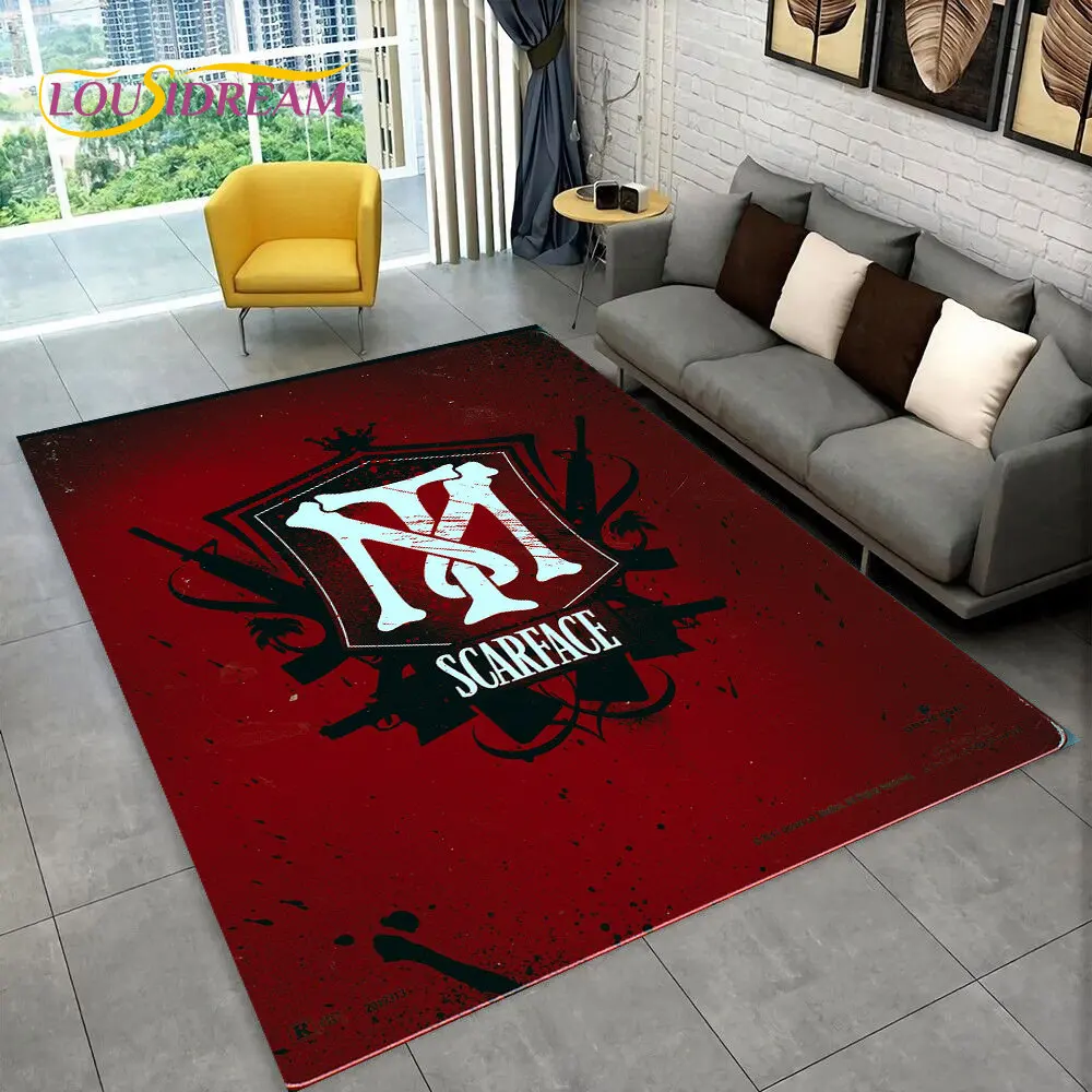 Movie Scarface Tony 3D Printing Area Rug Large,Carpet Rug for Living Room Bedroom Sofa Doormat Decor,Kid Play Non-slip Floor Mat