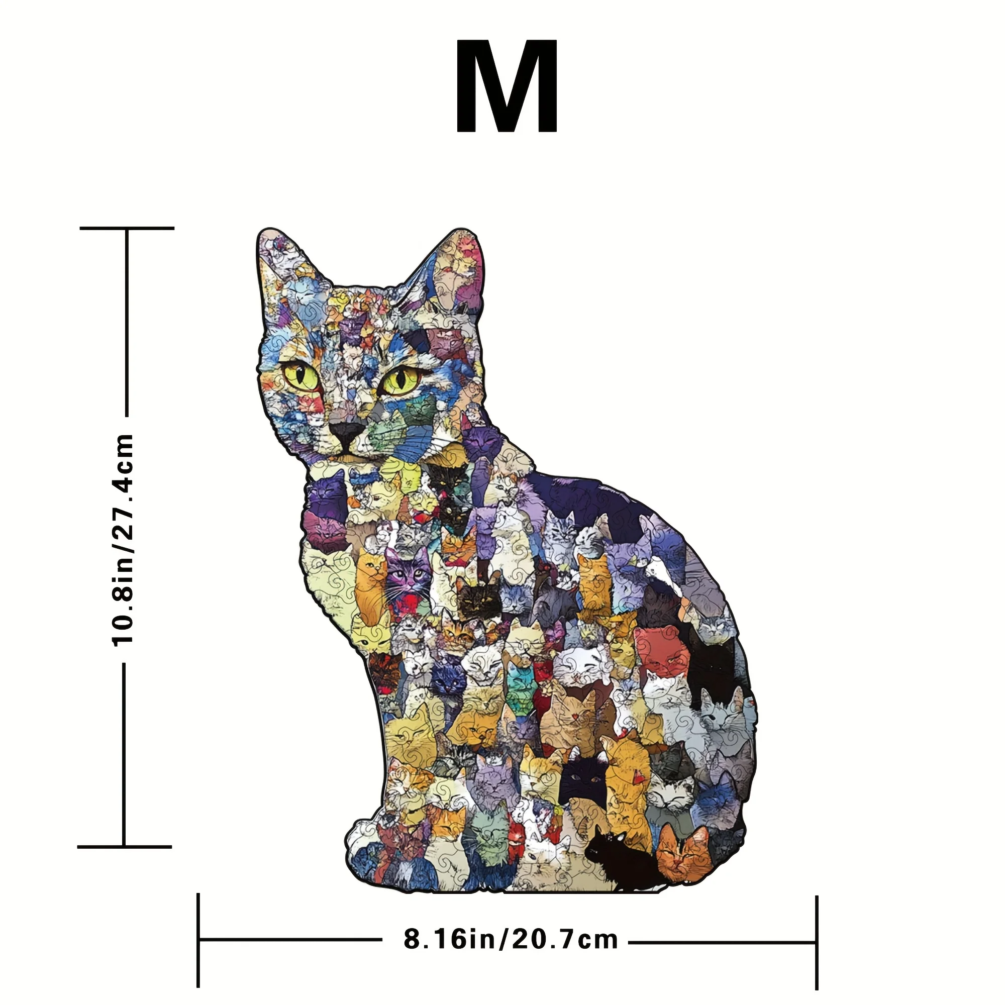 لغز القط الخشبي الفريد - قطع لطيفة على شكل قطط غير منتظمة، لعبة تخفيف التوتر. هدية لعشاق اللغز #2
