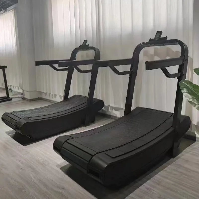 SQ-1007 New Design Commercial Electric Curved Treadmill With LED Display Wireless 3-Level Incline No Power Regulation
