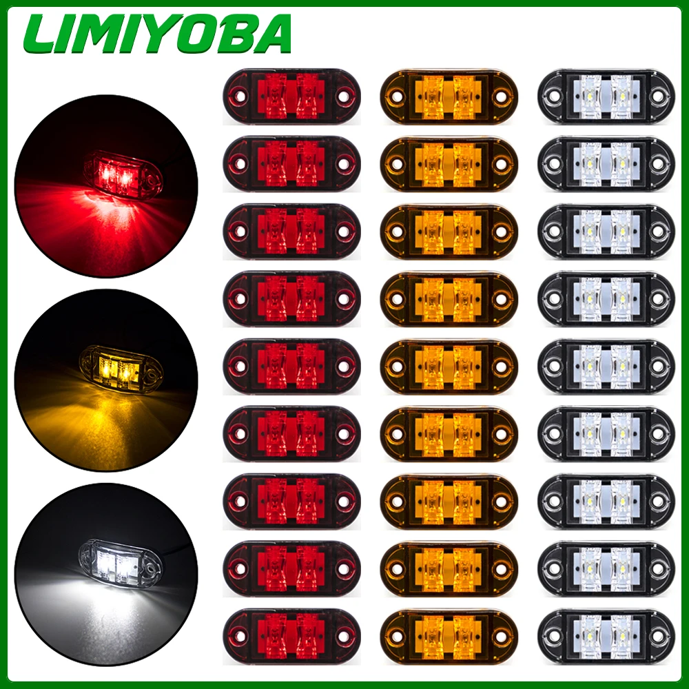 

10Pcs 12V 24V Brake Light Stop LED Side Marker lamp Warning Indicator Reflector Truck Trailer Red Yellow White Clearance light