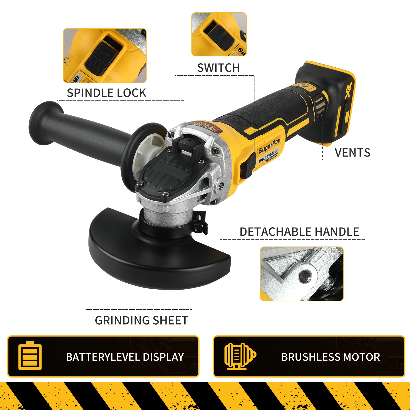 

Superpan 405NT 20V 125mm High-Efficiency Electric Angle Grinder-Versatile Power Tool for Industrial Use for DeWalt 18V battery