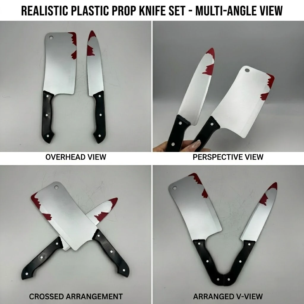 Realistisches Plastik-Deko-Messer mit roter Fleckenoptik – Halloween-Dekoration, Cosplay-Spielzeug, sichere Messer-Replik für Filmrequisiten & Scherzspiele – Detail 4