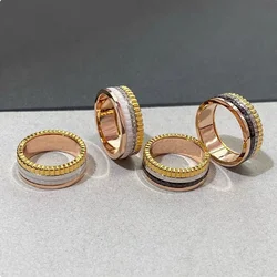 S925 Sterling Silver Rotating Gear lovers Rings For Women And Men  Jewelry Luxury Brand