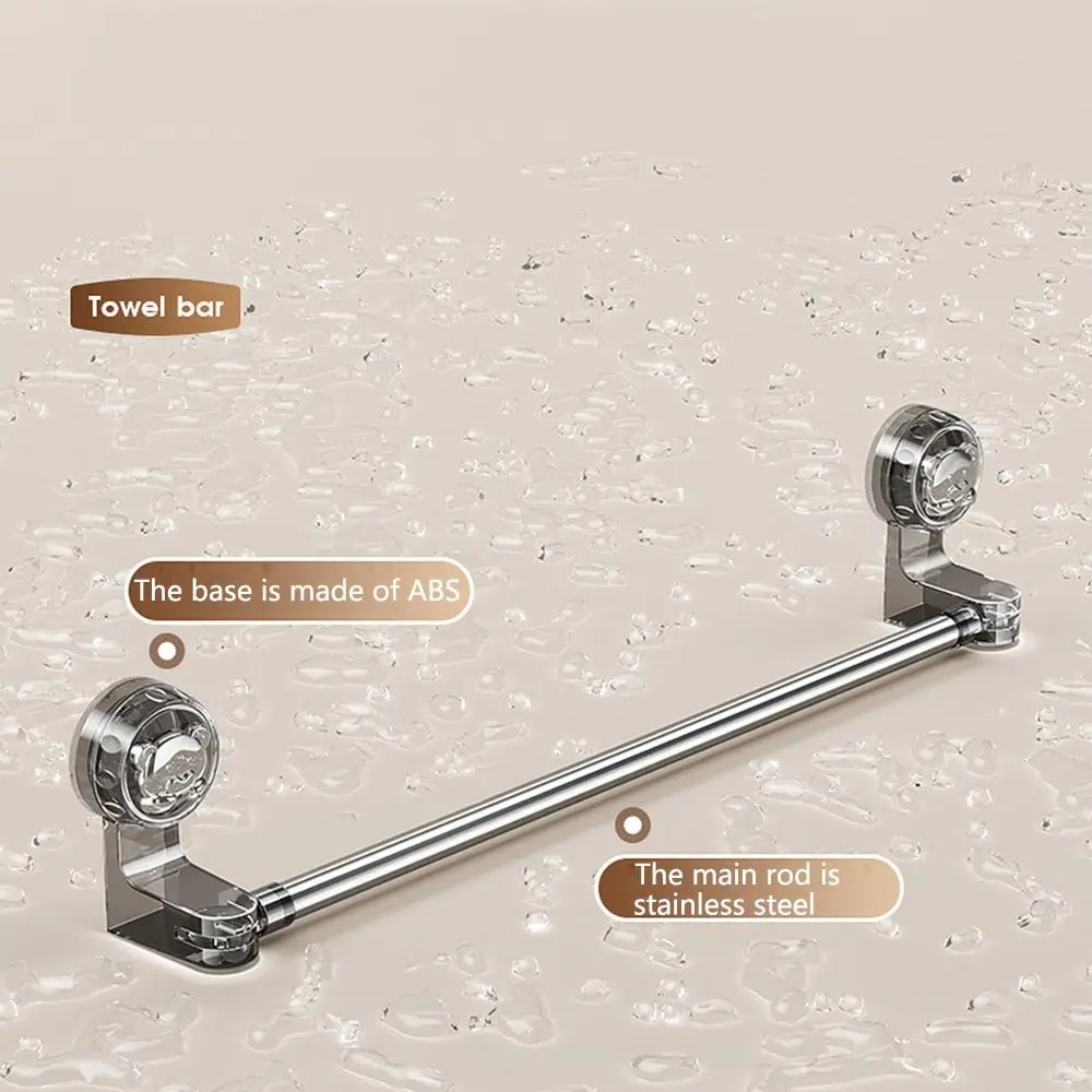 Suction Cup Retractable Towel Bar Non-punching Rotated Single Towel Rail Rod Removeable Drain Transparent Shoe Rack Kitchen