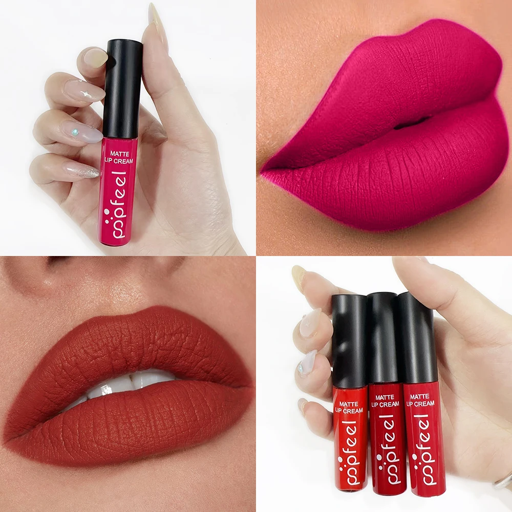 12 Color Matte Liquid Lipstick Set Nude Lipgloss Tint Long Lasting Non-stick Cup Waterproof  Lipgloss Kit