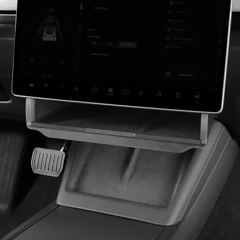 For Tesla Model Y/3 Highland Model Y Juniper Hidden Storage Box Organizer Tray Under Central Control Screen Box Car Accessories
