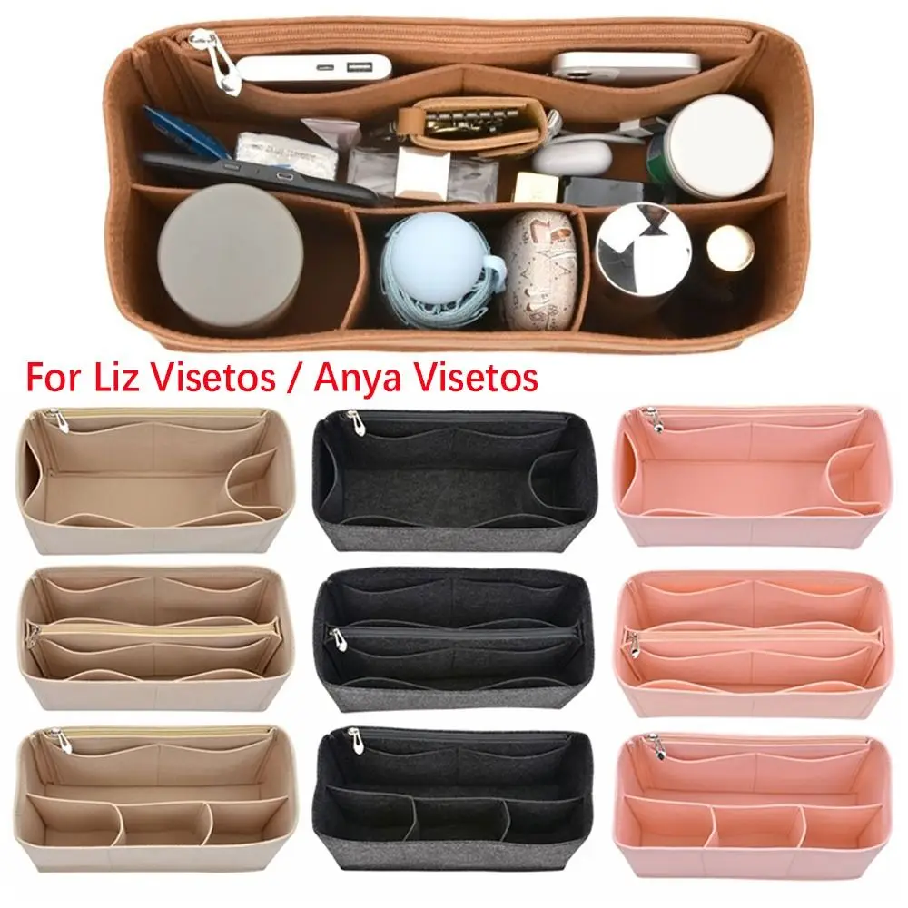Bolsa de feltro inserção saco suporte armazenamento saco interno organização portátil forro para liz visetos/anya visetos