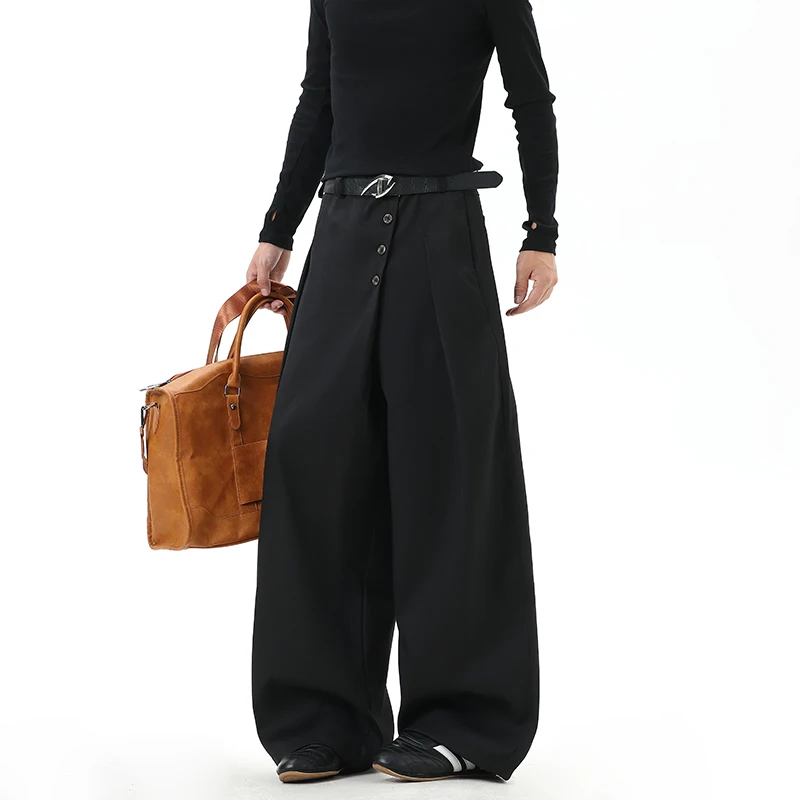 Oversized Suit Pants Men Fashion Society Mens Black Dress Pants Korean Loose Wide Leg Pants Mens Office Formal Trousers