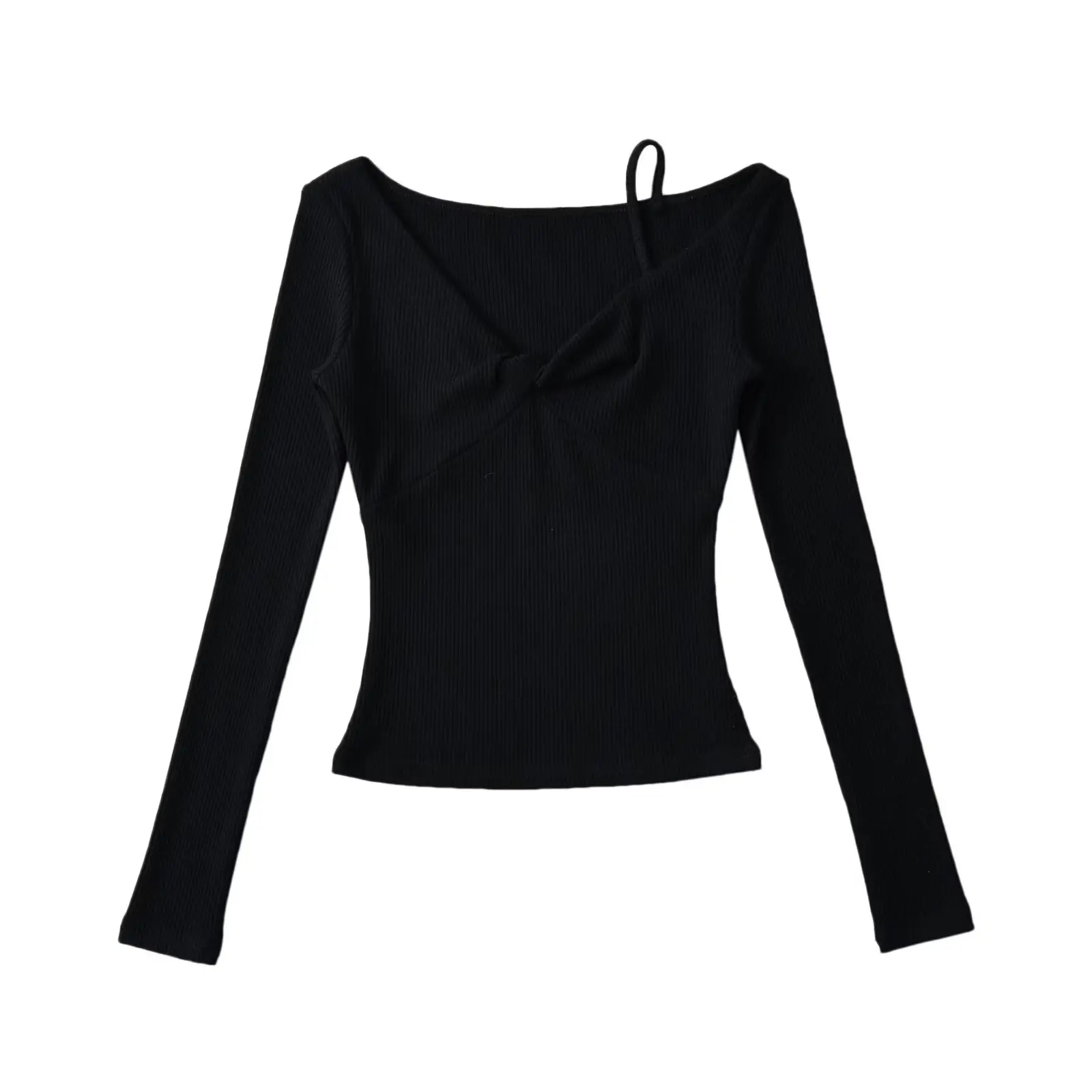

Slim Fit V-Ne Knitted Base irt Women's Long Sve T-irt Street Sle Pure Color Bodycon Top for Spring Autumn