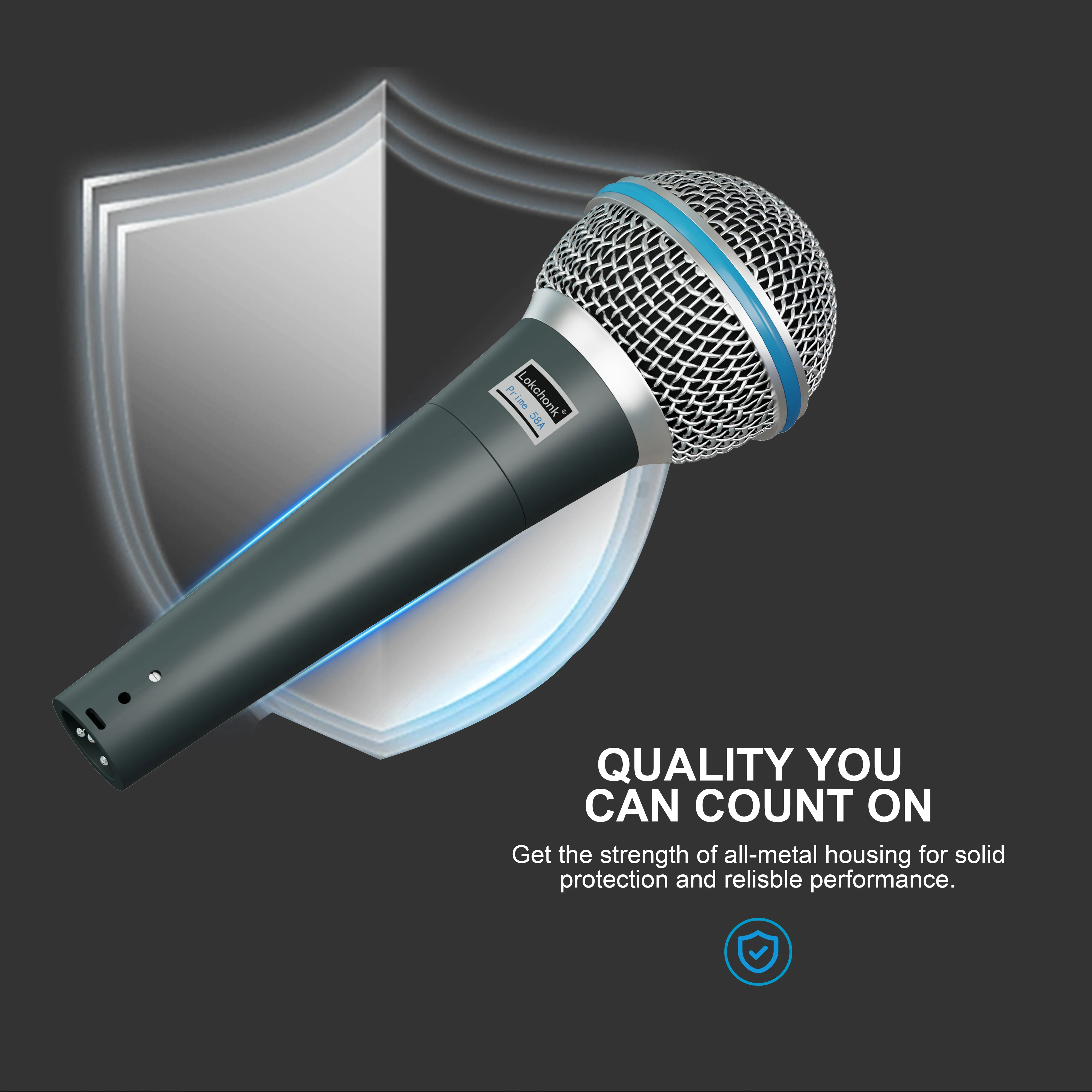 Prmie 58A ميكروفون ديناميكي قلبي ميكروفون سلكي احترافي لمرحلة الغناء كاريوكي بودكاست ستوديو تسجيل صوتي