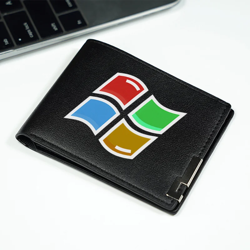 Windows-logo Minimalistische PU-portemonnee Slanke visitekaartjeshouder voor heren Lichtgewicht duurzaam mode-accessoire voor dagelijks gebruik