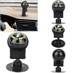 Brújula para coche con guía de navegación ajustable de ventosa negra