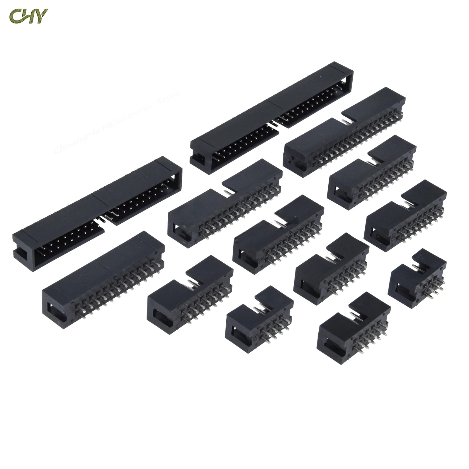 10Pcs 2.54mm Pitch Straight Pin IDC Box Header Simple JTAG Socket Flat Ribbon Cable Connector 2x3/4/5/6/7/8/9/10/12 for PCB DIY