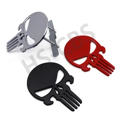 1 Pcs Big Size 3D Metal Skull Totem Grill Emblem Punisher Skull Badge Front Hood Stickers Universal Car Body Decoration Stickers