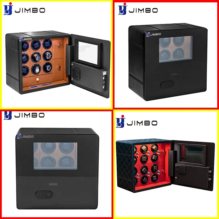 JIMBO wholesale jewelry luxury pu leather auto motor fingerprint electronic watch winder safe box