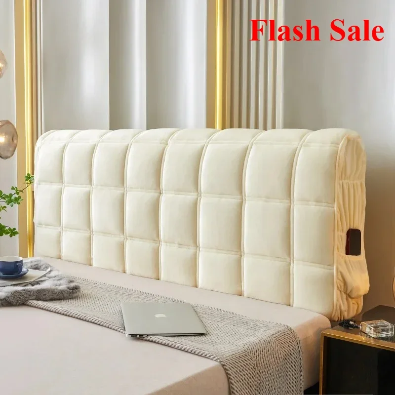 New High Quality Velvet Quilted Headboard Cover All-inclusive Super Luxury Soft Thicken Short Plush Quilting Bed Head Cover