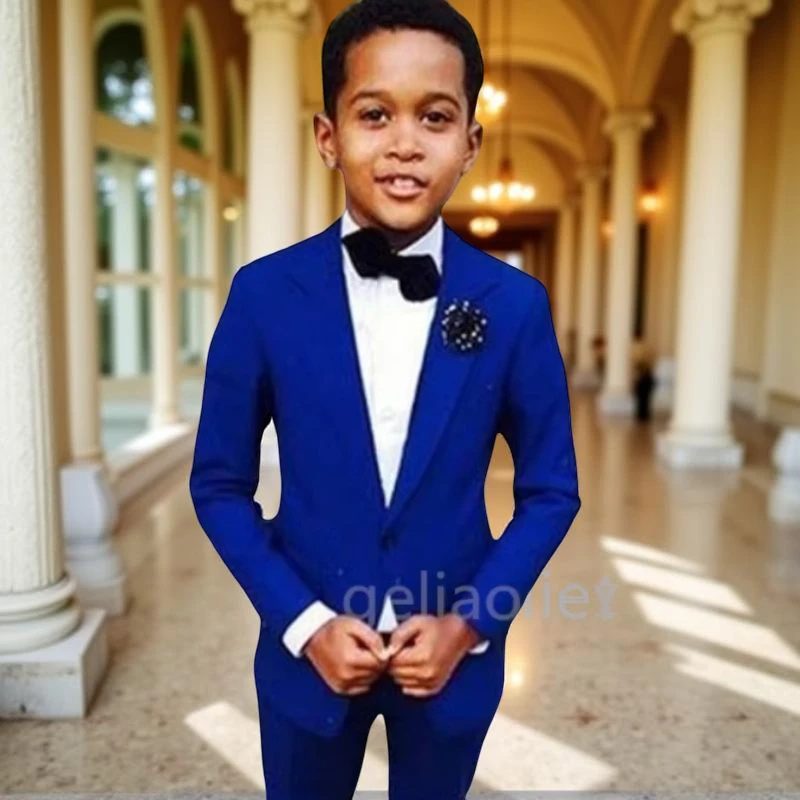 

Костюмы для мальчиков, королевский синий костюм на одной пуговице, детский нежный костюм для торжественной церемонии, детский костюм для дня рождения, свадьбы, вечеринки