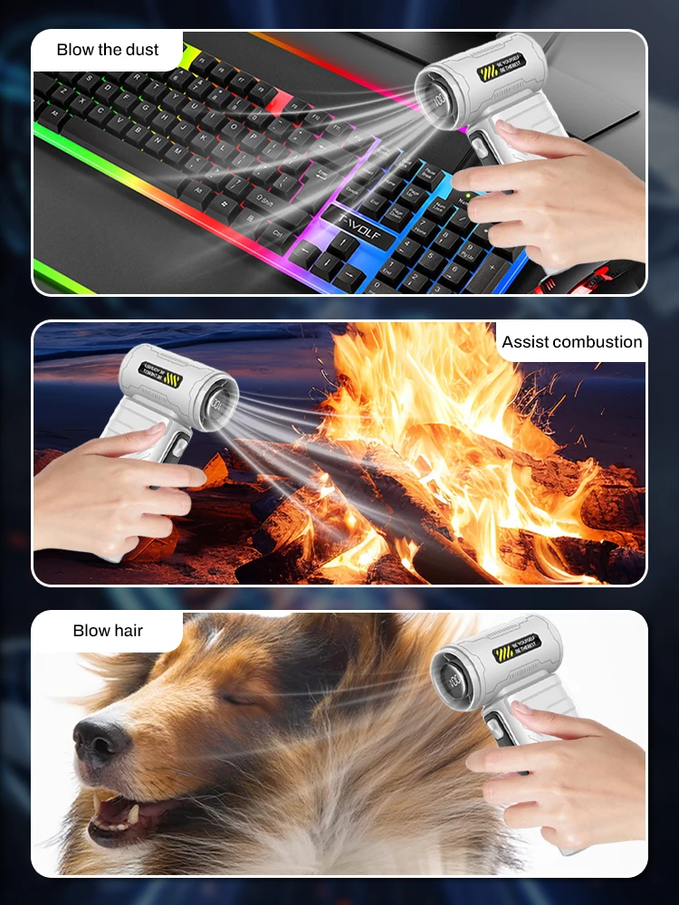 

400000RPM Violent Fan Dust Blowing Brushless Ultra Turbo Fan Jet Battery Display High-Speed Handheld Powerful Blower Low Noise