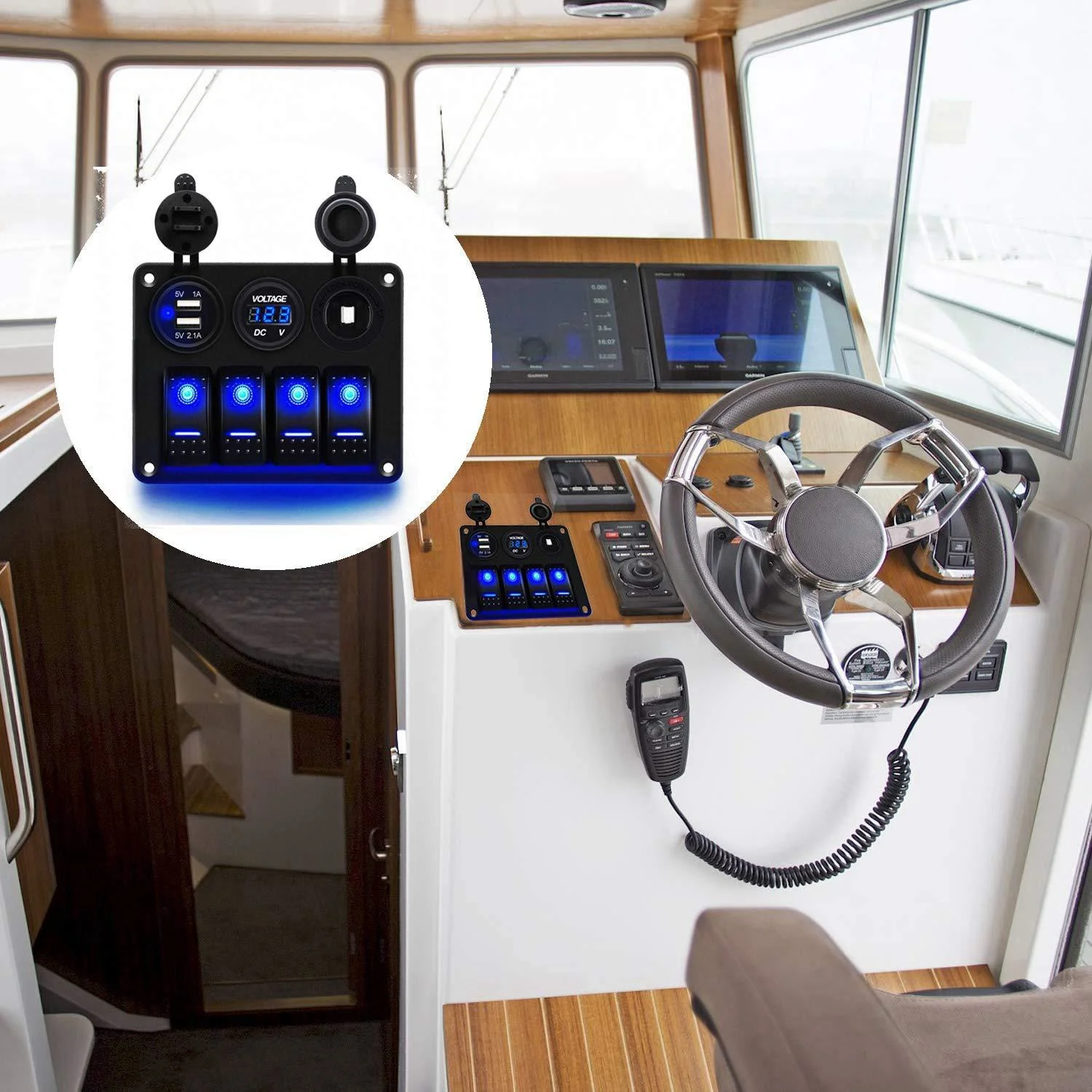 Swing switch LED double-sided board USB interface control panel car power switch car boat yacht modification switch