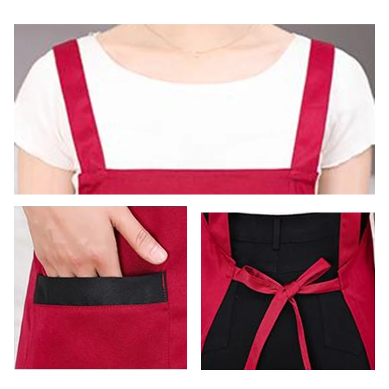 ผ้ากันเปื้อนพนักงานเสิร์ฟผ้ากันเปื้อนทำอาหารในครัวร้านอาหารผู้หญิงร้านทำผมช่างทำผมร้านทำเล็บซูเปอร์มาร์เก็ตร้านดอกไม้