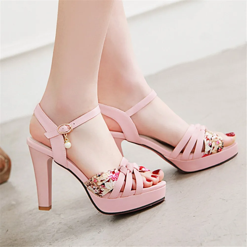 Women Summer Shoes Hollow Fish Mouth High Heel Ladys Platform Sandals Evening Dress Wedding Shoes Female Zapatos de Mujer White