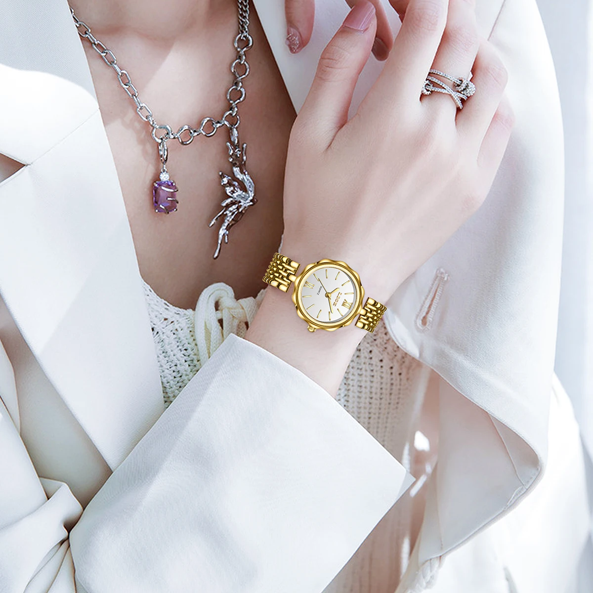 LIGE Orologi rotondi alla moda da donna Cinturino in lega d'oro 2025 Orologi da polso al quarzo da donna di lusso Qualità Orologio femminile in scala romana