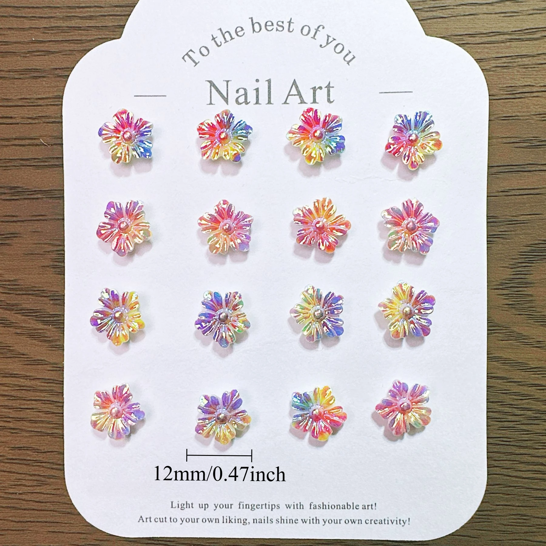 30/50/100Pcs, 11*12mm, Gradient, Fireworks, Plating, Five-petal Flower, DIY, Nail Accessories, Cute, Stereo, Nail Accessories