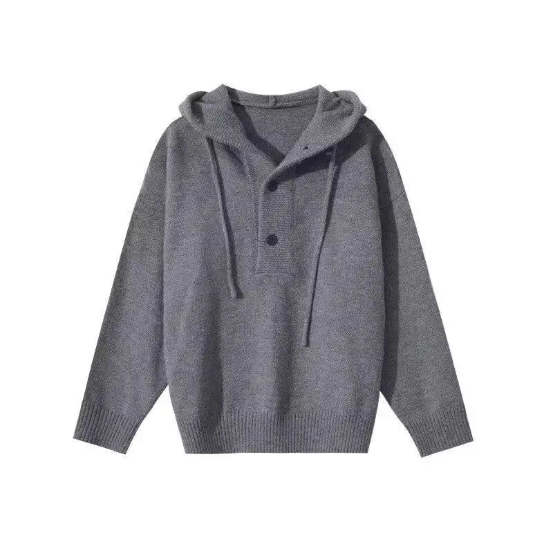 

Толстовка с капюшоном на пуговицах, трикотаж, осенне-зимняя мода, простой свободный костюм для пары, длинное волокно из полиэстера, све Crew Ne