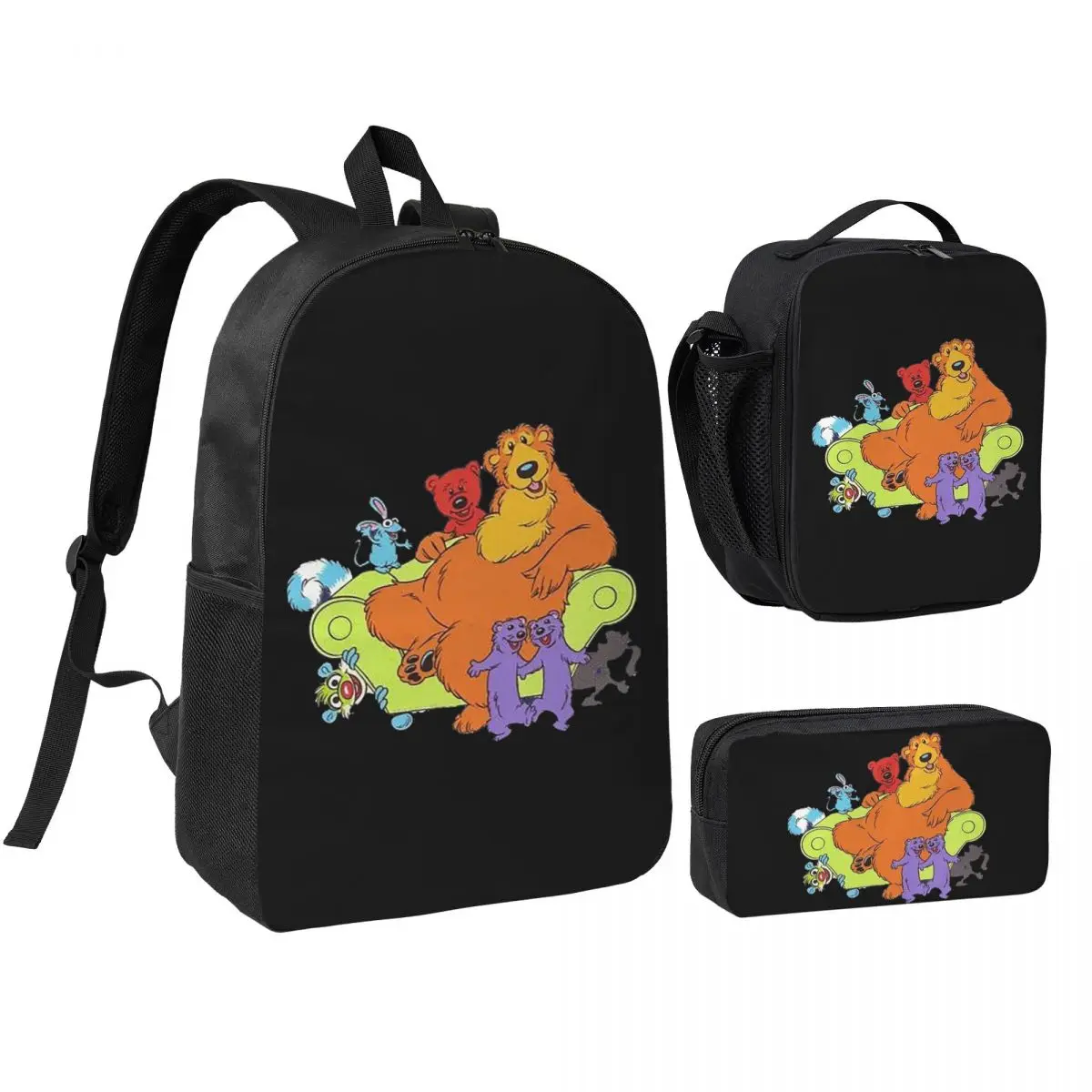 Family Bear In The Big Blue House 90 Tutter Backpack BookBag School Bag Shoulder Bags 3ps Insulated Lunch Bag Pencil Case