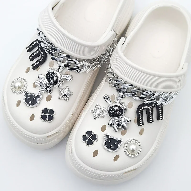 Luxuriöse Strass-Schuhcharms, Schmetterlings- & Ananas-Dekorationen mit Perlenkette, Schuhzubehör für Crocs Clogs – Detail 5