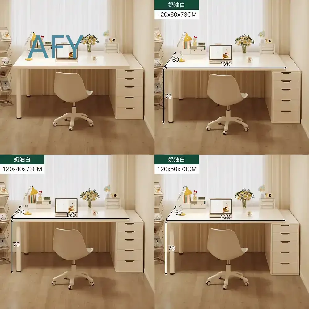 Double Desk for Student Household Computer Desktop for Girl Bedroom Table Office Study Table Cream Style Makeup Desk